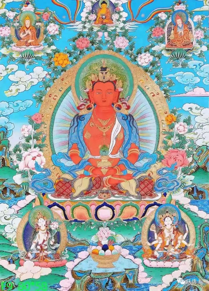 编号138653404彩绘唐卡长寿佛8058cm左右
