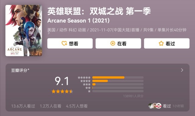 1分,不升反降|豆瓣|双城之战|金克丝