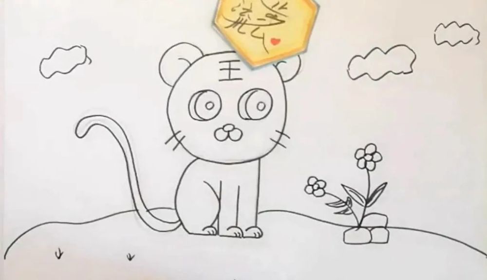 儿童简笔画教程可爱的老虎简笔画