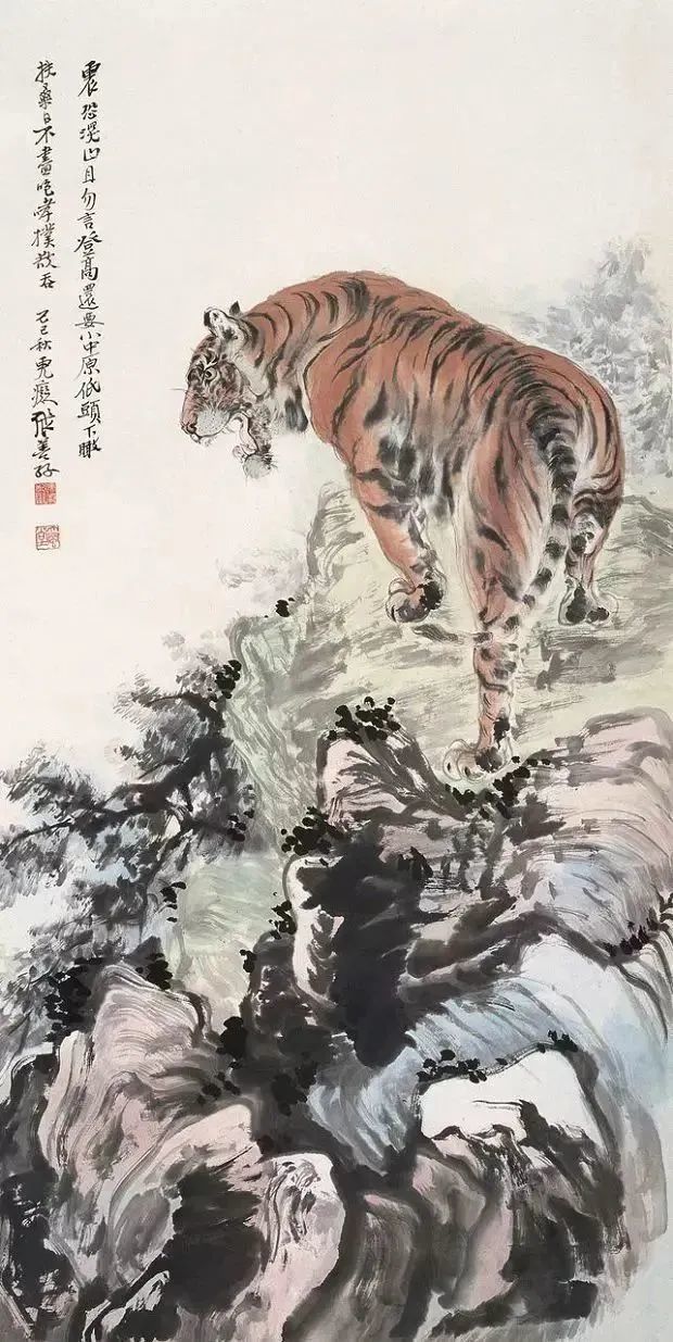 张善孖(1882-1940),是张大千的二哥,以画虎名噪