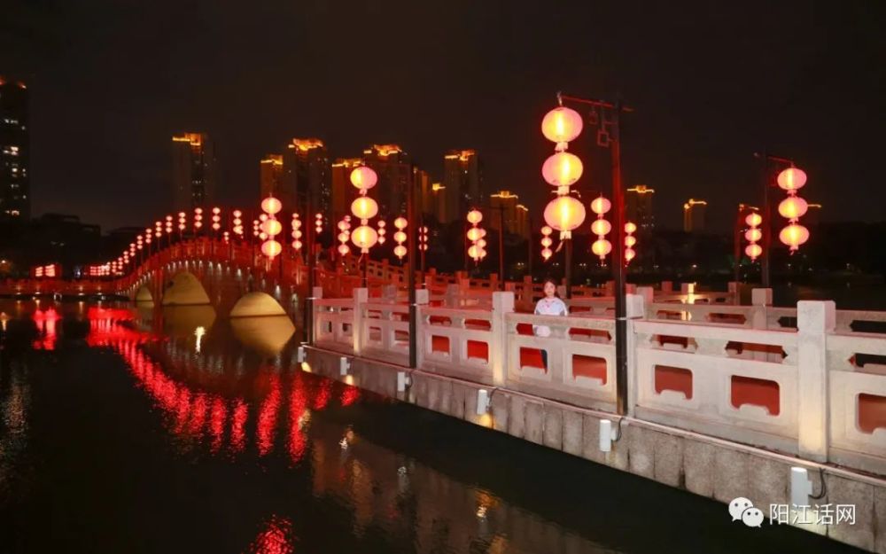 阳江市鸳鸯湖公园夜景惊艳梦幻浓浓年味