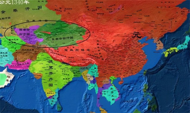04东察合台汗国1320年,察合台汗国开始分裂为东,西两部.