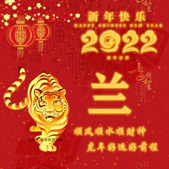 2022新年快乐姓氏头像,顺风顺水顺财神,虎年好运好前程!