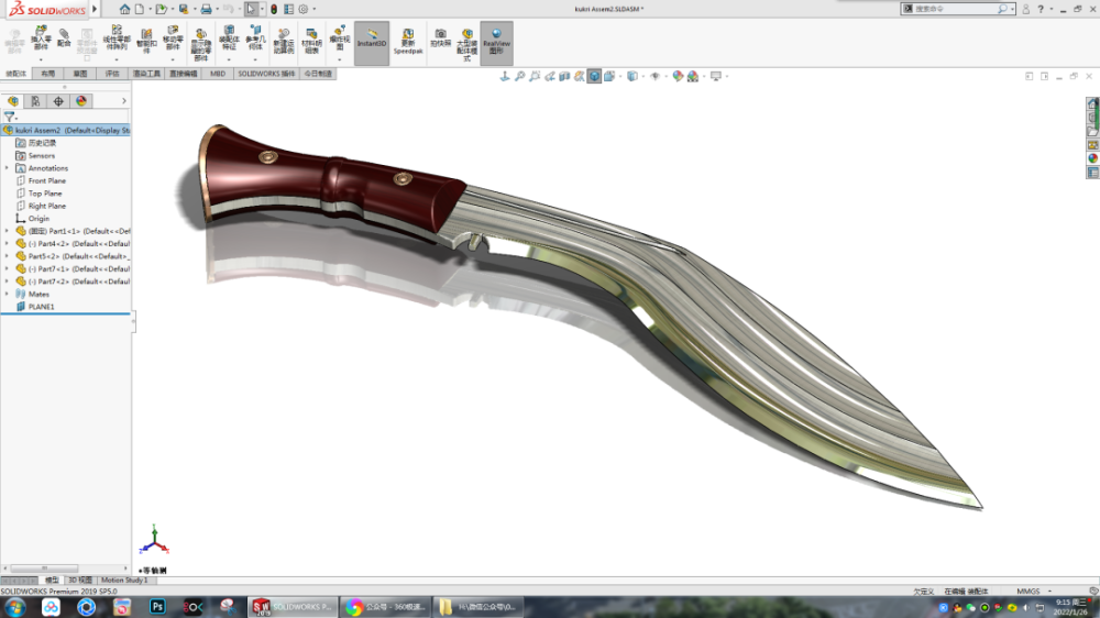 solidworks模型分享尼泊尔弯刀