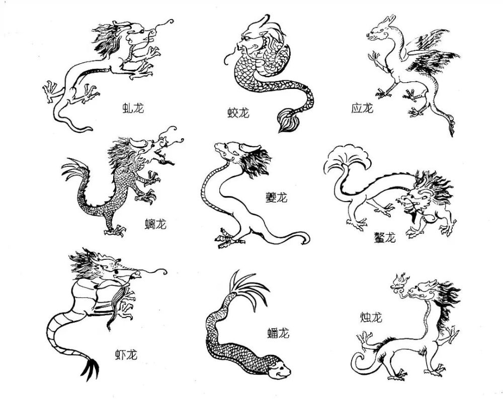 刻蟠龙,蛟龙,螭龙,烛龙,应龙,虾龙,鳌龙,夔龙,可惜笔者未寻见图像资料