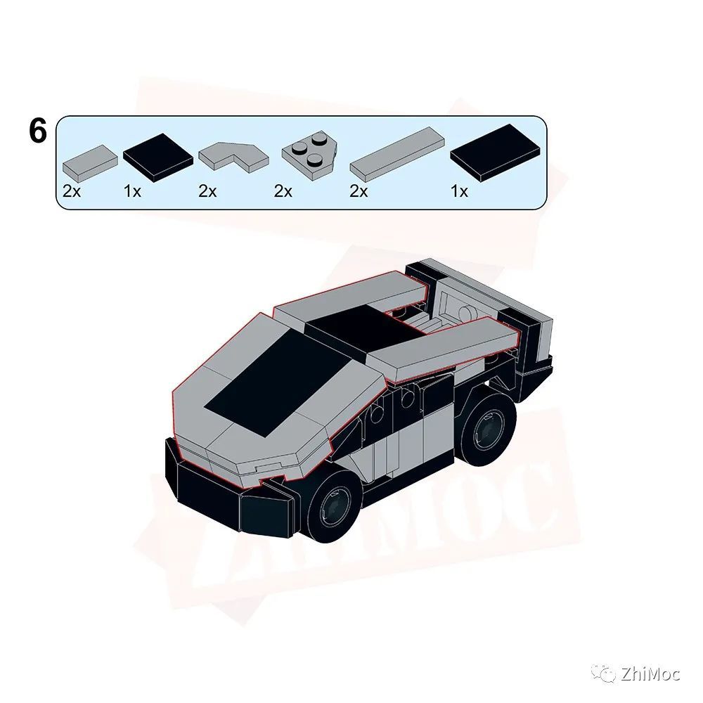 乐高moc特斯拉迷你cybertruck拼搭教程
