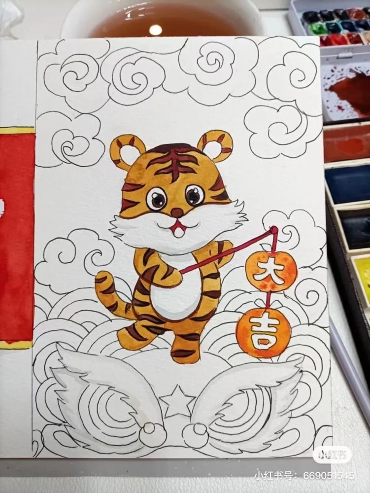 2022最新虎年主题迎新春贺虎年最浓的虎年儿童画我承认画得比我好