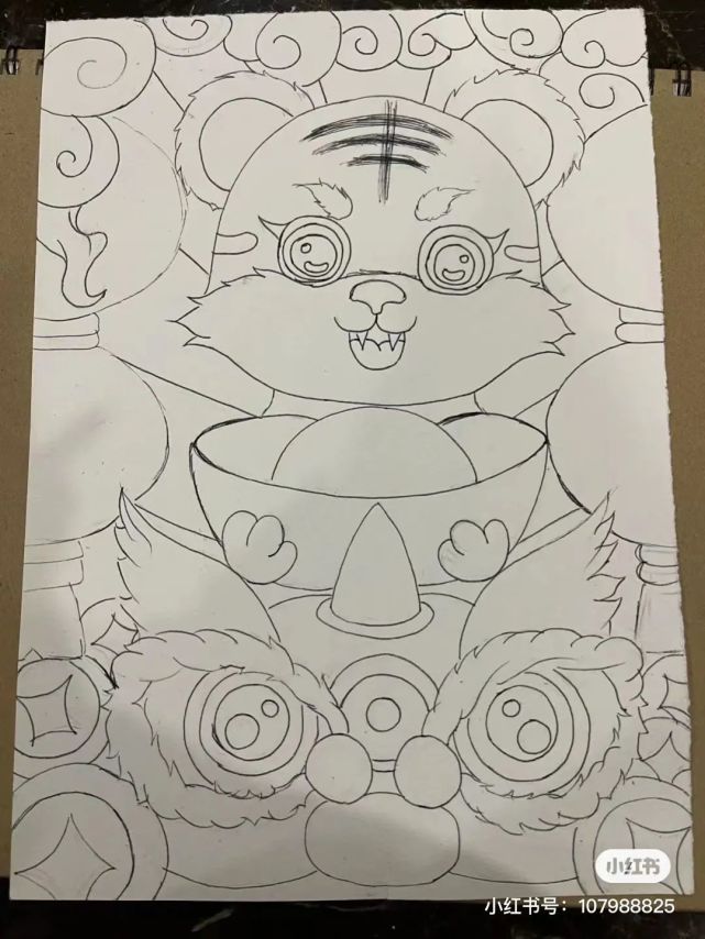 小线稿完成之后再用马克笔填充颜色锵!锵!锵!