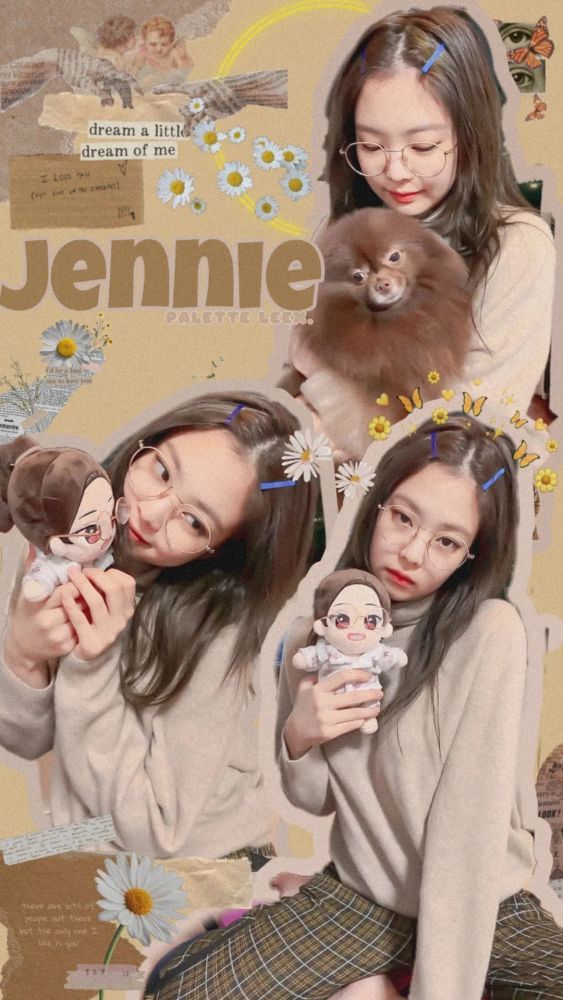 jennie拼接风背景图壁纸