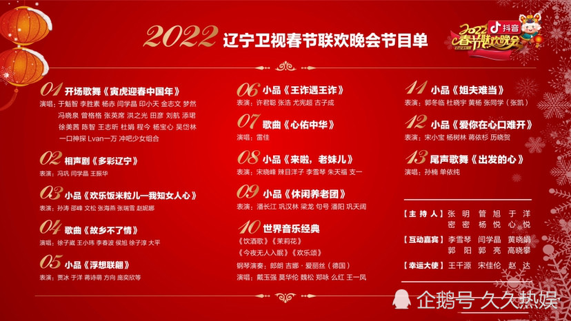 重磅2022辽视春晚节目单来了