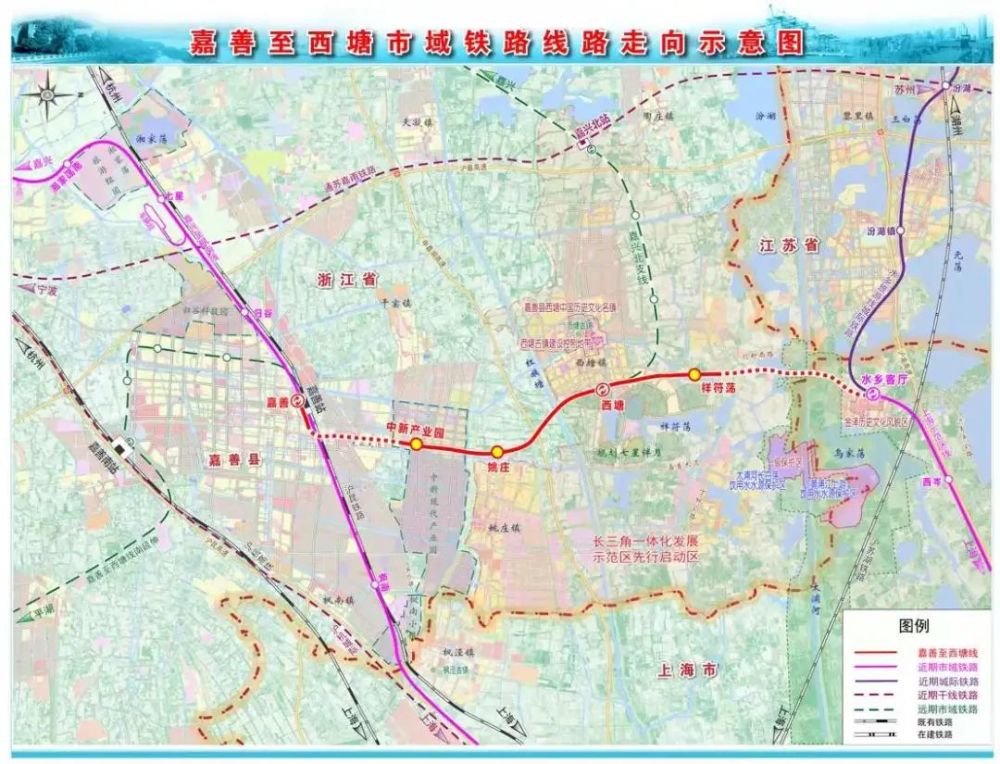 线路总体呈南北走向,起点位于嘉兴至枫南市域铁路的嘉善站,经嘉善县中