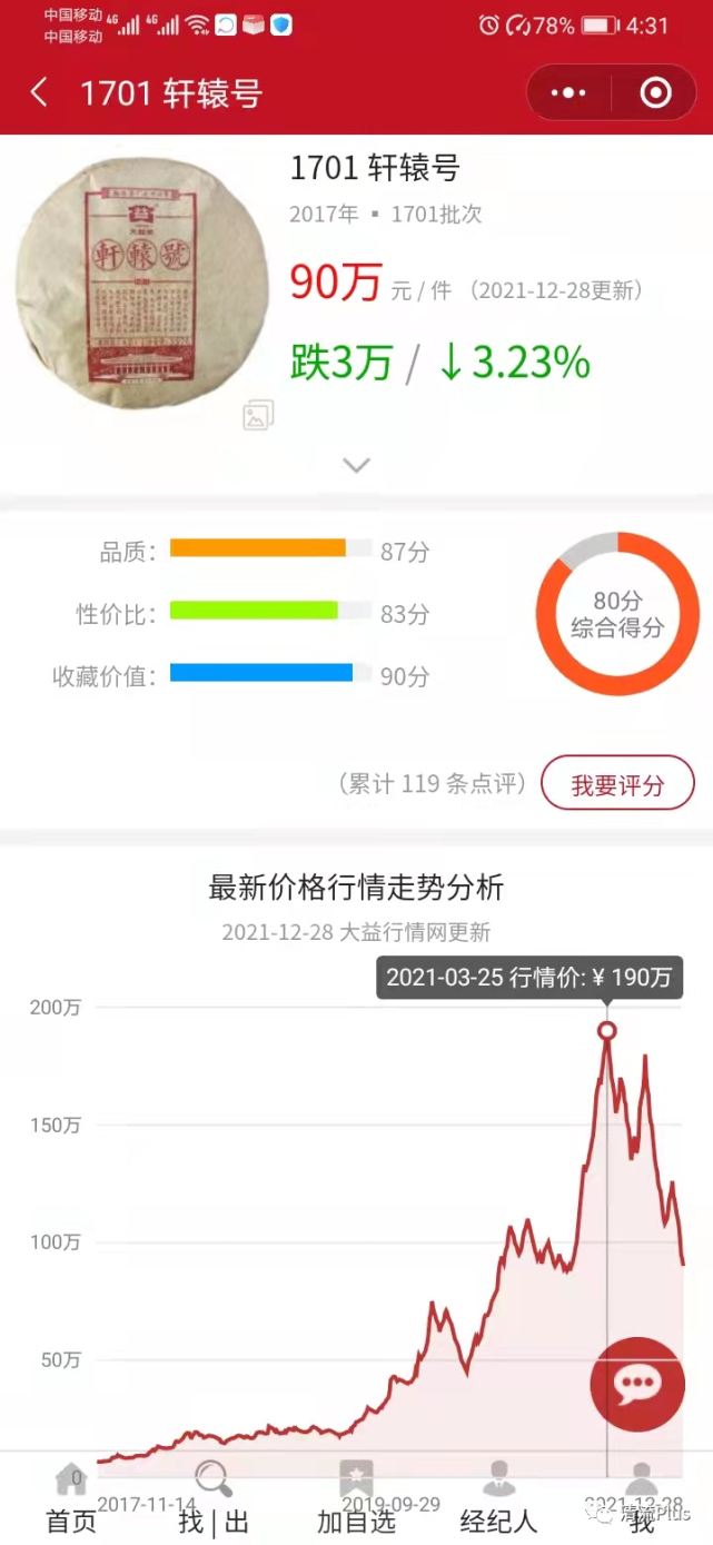 大益茶另一款产品"轩辕号",在业内有着价格屹立不倒的称号,2021年年初