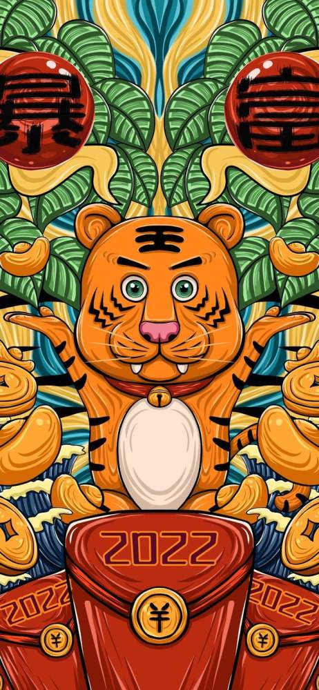 2022国潮风虎年插画壁纸