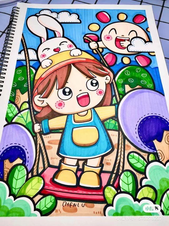 绝美儿童画创意,超锻炼"线条造型,零基础画完都可以封神,超赞!