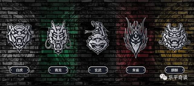 五行神兽:青龙 朱雀 麒麟 白虎 玄武.五行方向:左 前 央 右 后.