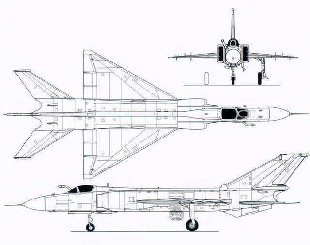 t-58三视图(三角翼)歼-8ii战斗机苏-15战斗机和当年双方经常使用的