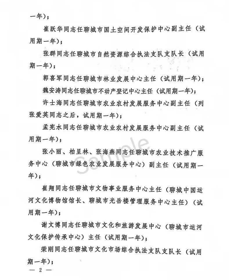 聊城25名领导干部职务任免通知