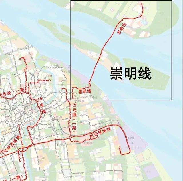上海轨道交通崇明线在上海市中心有金吉路站,申江路,高宝路三个站点