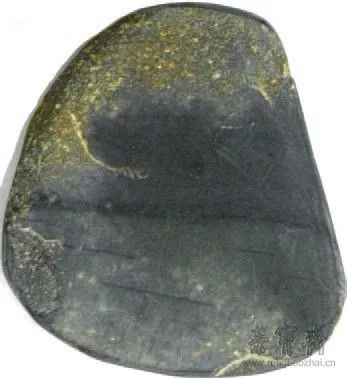 歙州硯 水波羅紋や金暈金星の青琅玕美石】◇龍尾山◇唐木共箱