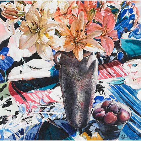 花卉绘:水彩花卉,蔬果,加拿大画师vivian thierfelde