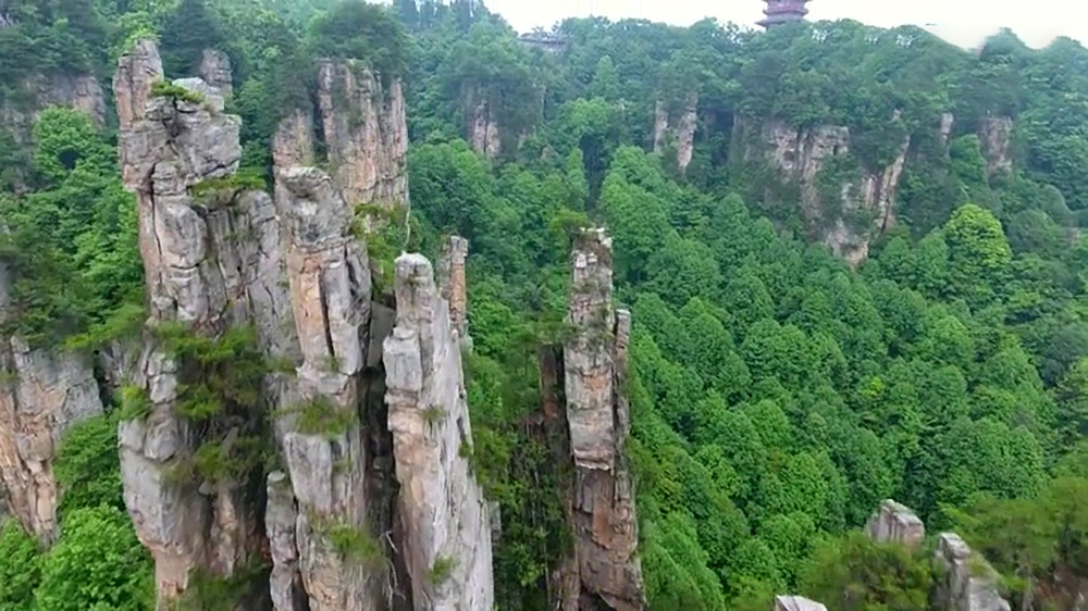 航拍湖南张家界武陵源风景区