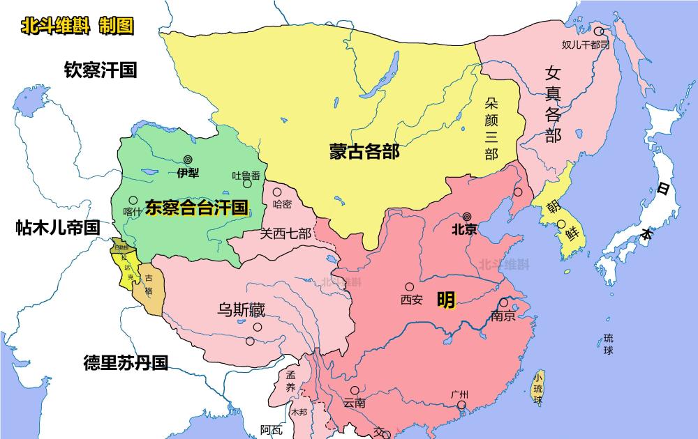 从地图看明朝版图变迁初期达到顶峰后期200年局限于长城之内