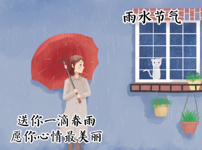 正月十九雨水创意唯美早安问候祝福图片精选雨水节气祝福的句子