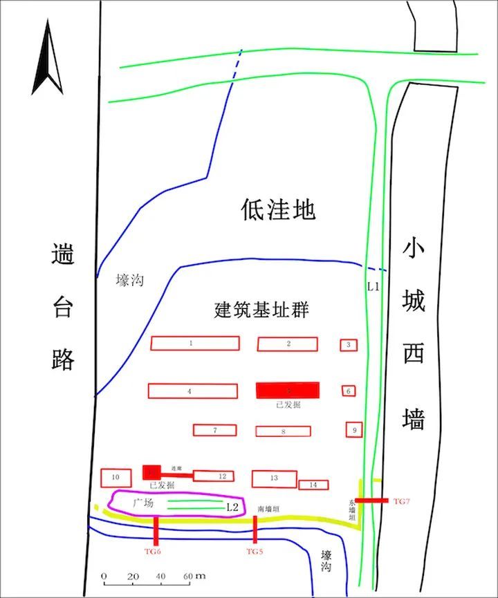 建筑基址群位置图种种证据都指向"稷下学宫"董文斌说,对建筑基址的