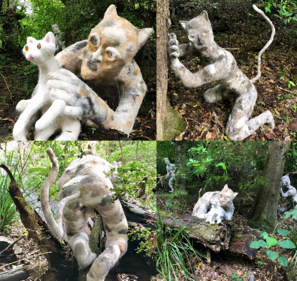 澳洲艺术家用120斤猫毛制作猫人雕像被网友群嘲能把人吓死