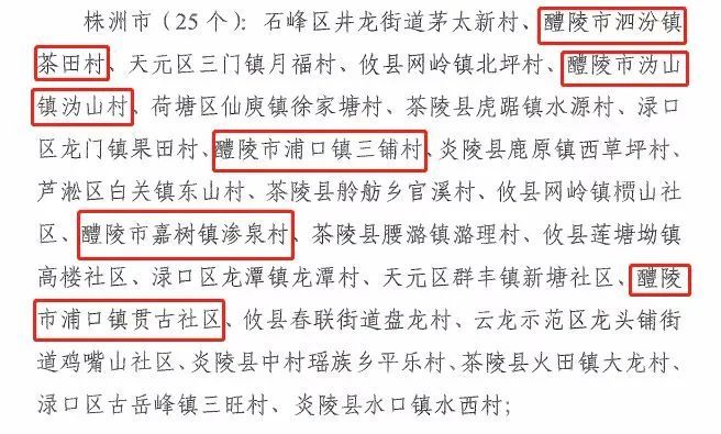 其中醴陵市的白兔潭镇氽溪村,茶山镇铁河口村被授予省级特色精品乡村