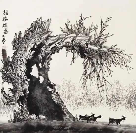 国画天地他笔下的胡杨苍劲古朴雄奇老辣