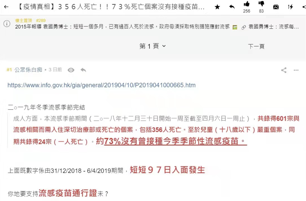 香港流感死亡人数高于新冠