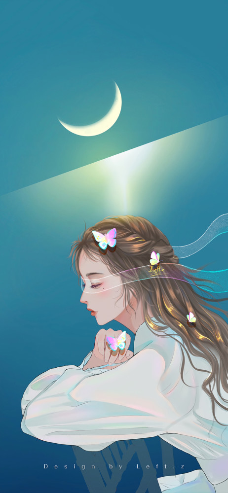 一组浪漫又梦幻的光影靓女插画壁纸每一张都超喜欢