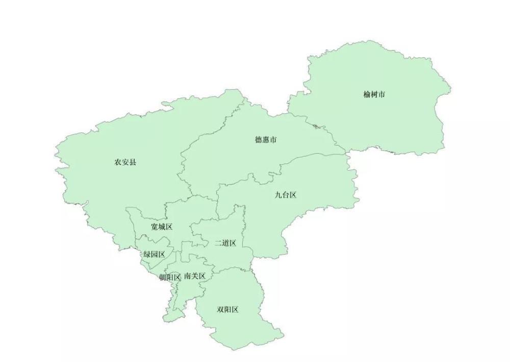 吉林省长春市(省会)长春历史区划地图2020年,将原由四平市代管的县级