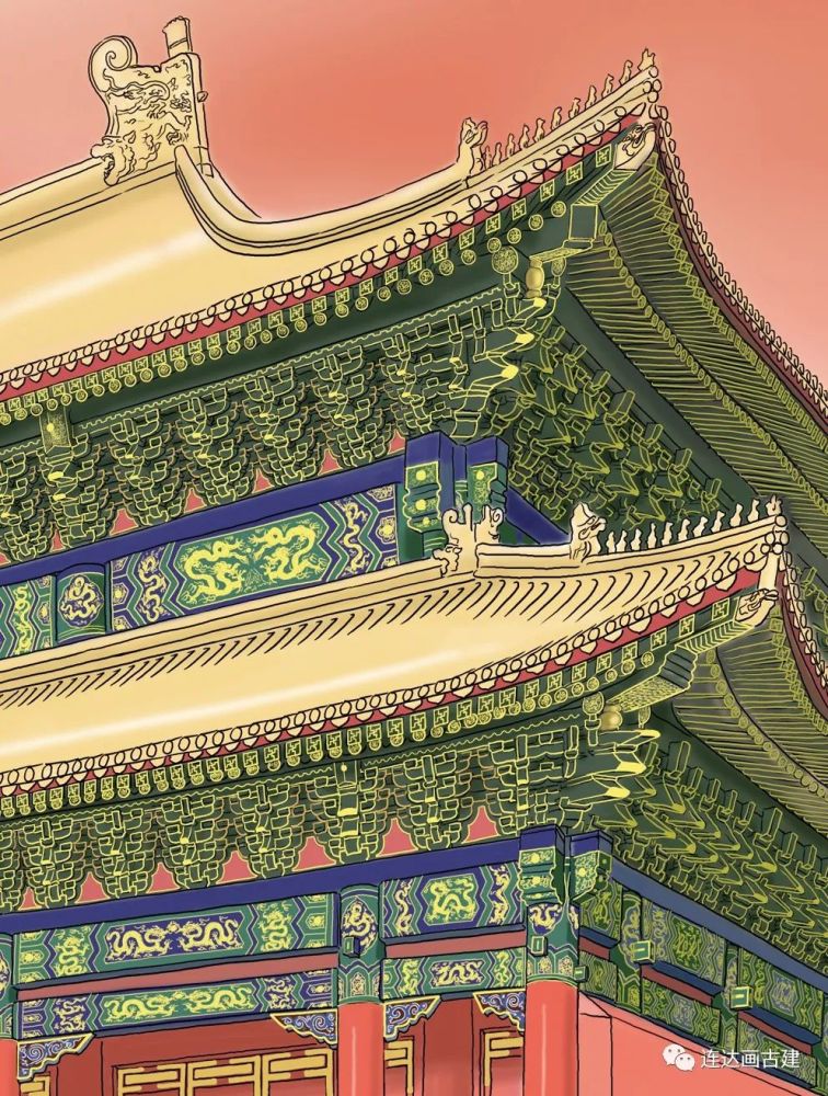 虽然只是讲故事的绘本,但我还是按照建筑画的形式进行着精心的绘制