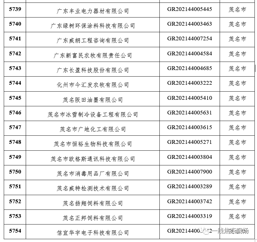 省高新技术企业名单出炉茂名上榜21家快来看看