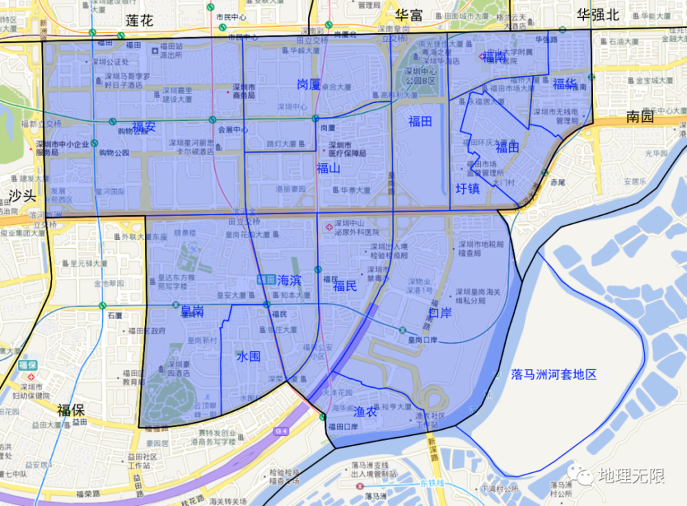 深圳市福田区福田街道社区分布地图