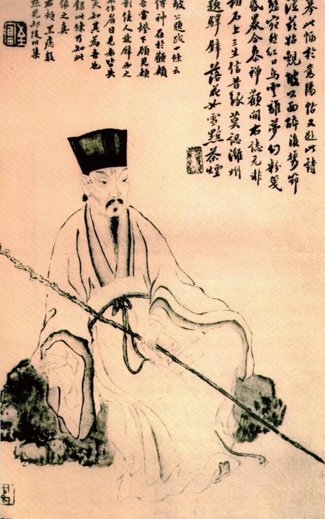 金山寺的墙壁上绘了一幅苏轼的画像,这是多年前由著名画家李公麟绘制