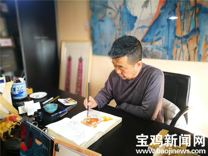 宝鸡籍画家靳晓峰在作画与设计间徘徊成为手机画的开山祖师