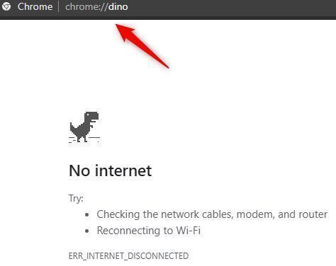 输入chrome/dino 地址栏,它会带你到那里.