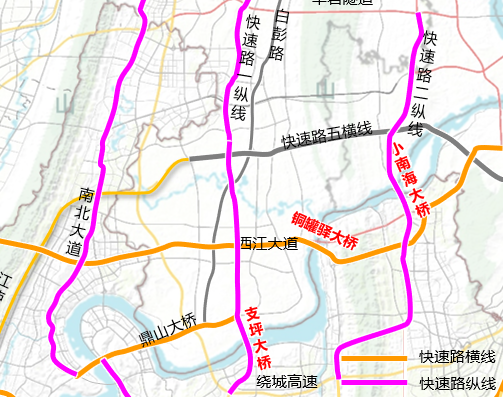 二横指的是江泸北线高速滨江新城连接线—西江大道—铜罐驿长江大桥