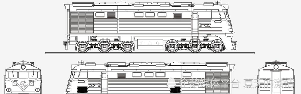 本厂长绘制的东风型内燃机车素体三视图本厂长绘制的22型客车车厢素体