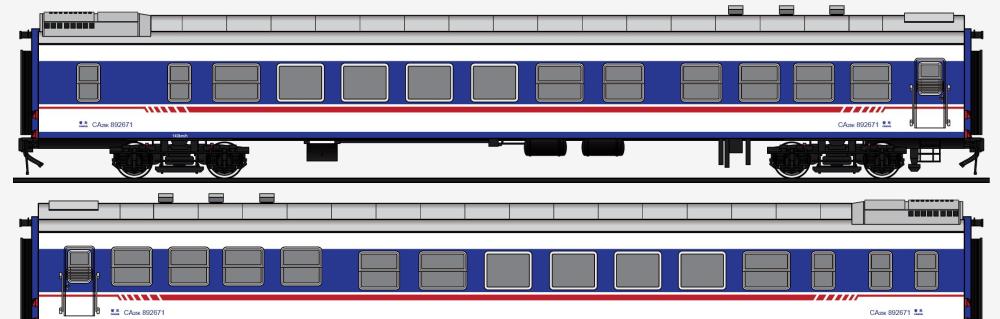 本厂长绘制的ca25k-892671号餐车车厢双面侧视图rw25k型软卧车厢,我们