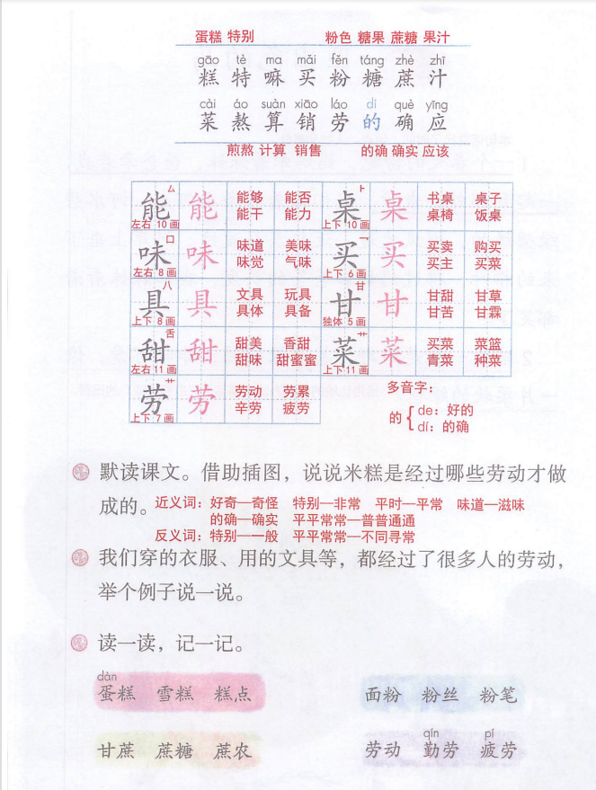 统编版语文二年级下册第6课千人糕知识点同步练习课文朗读教学视频