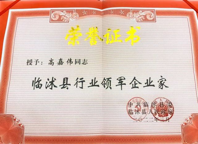 临沭县行业领军企业家高嘉伟发言 大会颁奖现场临沭县委书记张雷