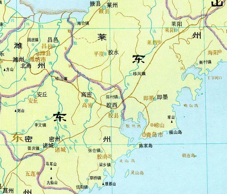 元朝时期的地图明朝时期,分别归属青州府,莱州府管辖,隶属于山东布政