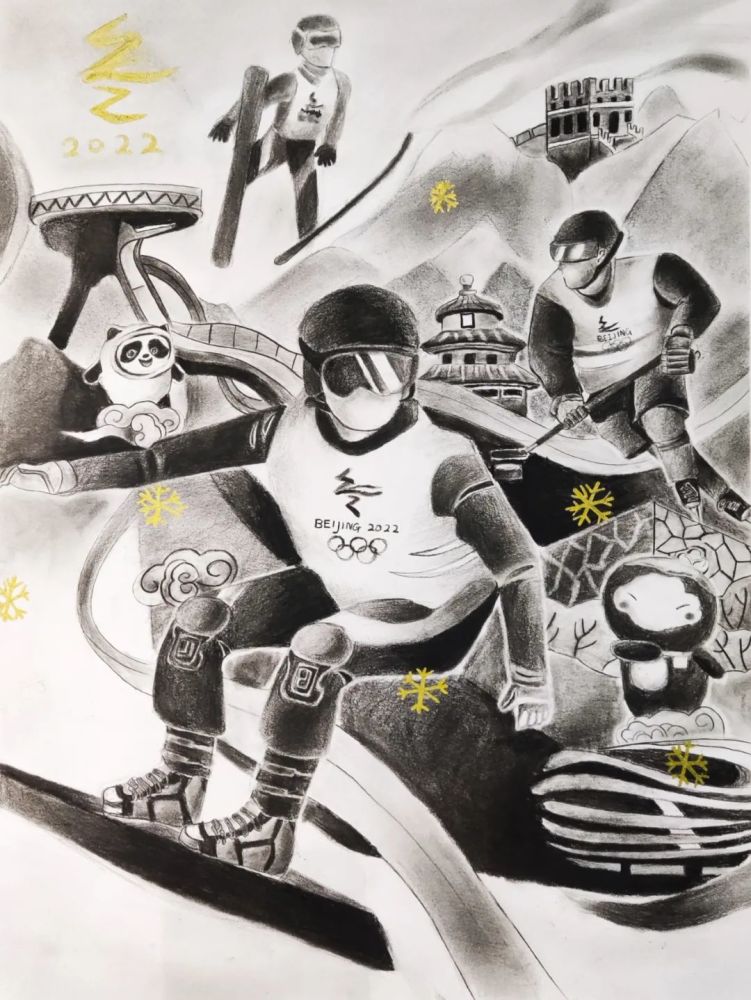 冬奥作品展河北省青少年喜迎北京冬奥会优秀艺术作品展示绘画五