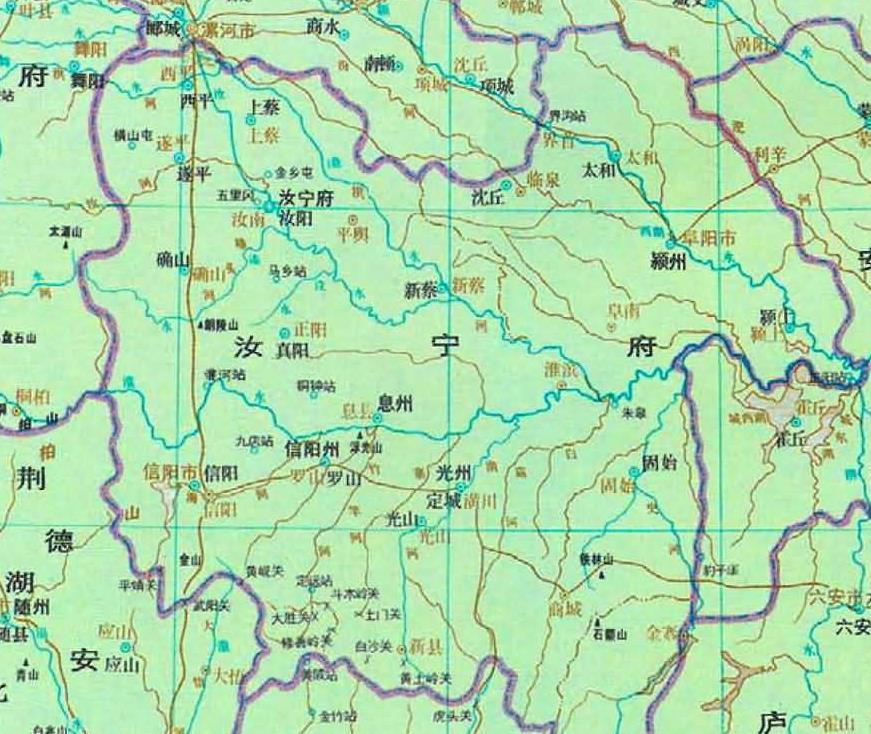 罗山,确山两县归属信阳州辖领;光山,固始,息县,商城等县归属光州管辖