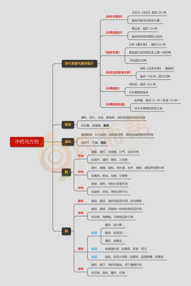 收藏中药知识思维导图