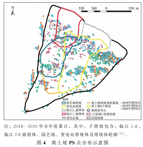 1 黄土坡上建筑物遗址区ps点年时空分布本文结合现场踏勘调研并深入